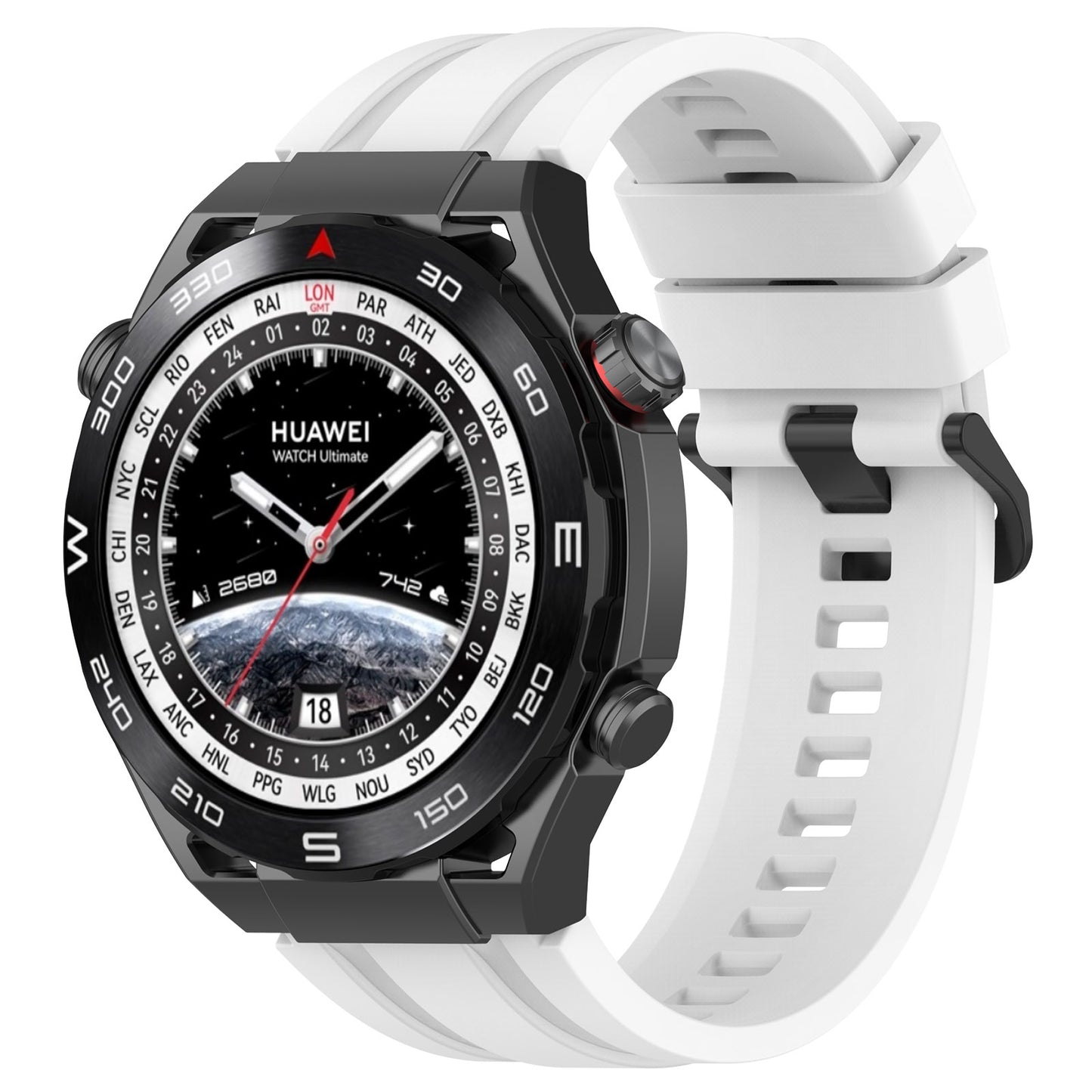 Silicone Watch Bands for Huawei Watch Ultimate , 22mm Replacement Strap Bracelet with Extension Strap - White