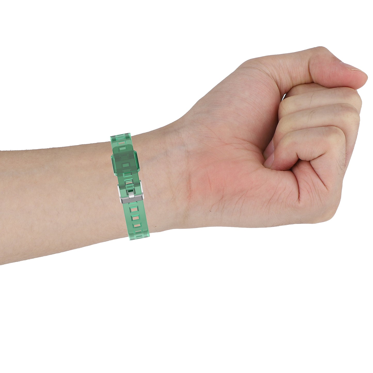 Uniqkart for Huawei Band 8 / Band 6 / Honor Band 7 / Band 6 / Band 6 Pro Clear TPU Wrist Band Integrated Strap with Watch Case - Transparent Green