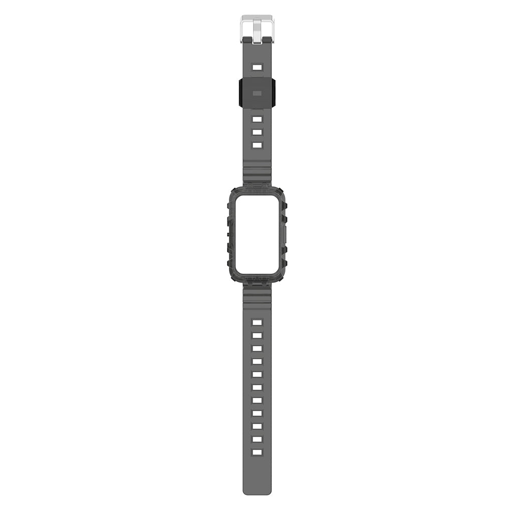Uniqkart for Huawei Band 8 / Band 6 / Honor Band 7 / Band 6 / Band 6 Pro Clear TPU Wrist Band Integrated Strap with Watch Case - Transparent Black