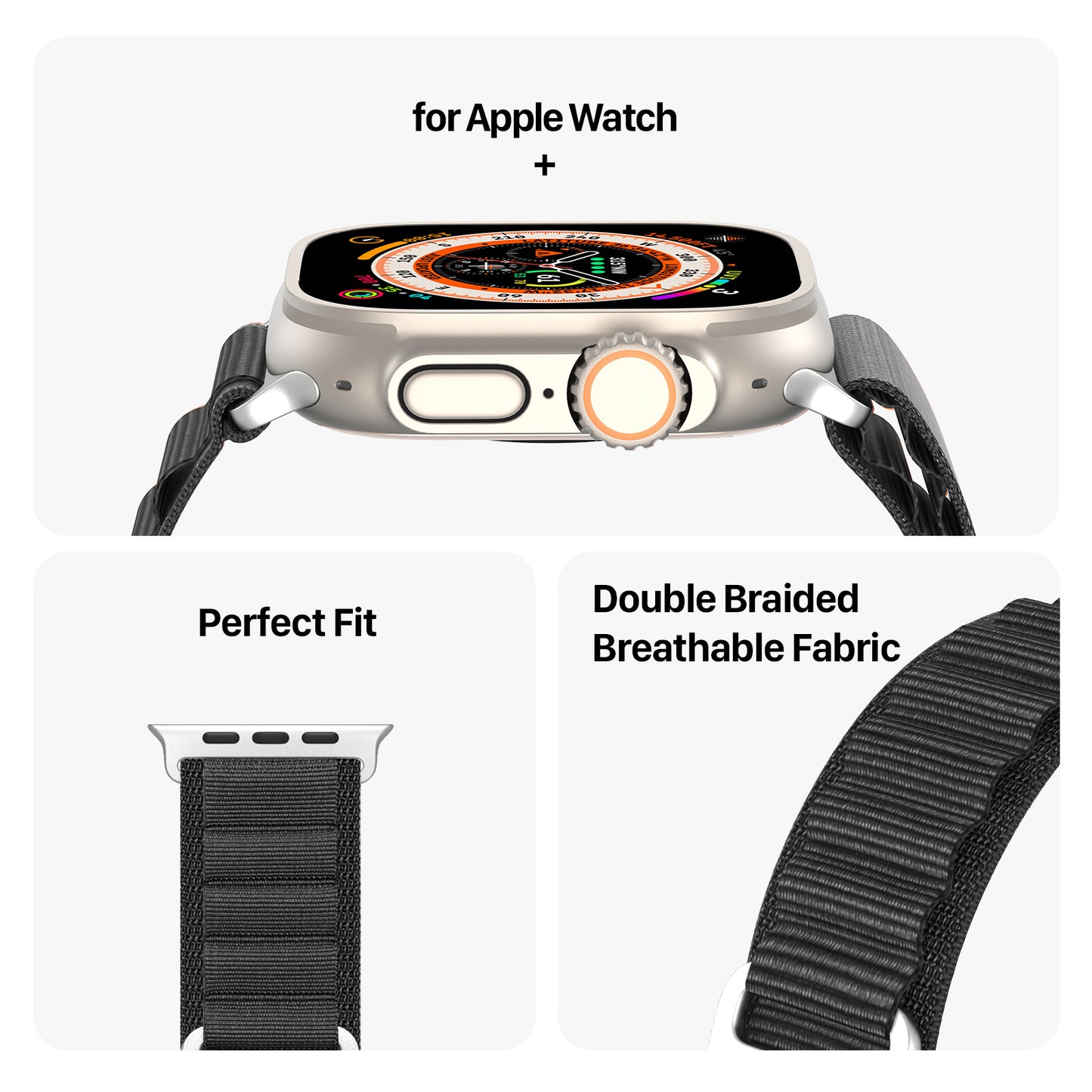 DUX DUCIS GS Series for Apple Watch Ultra 49mm  /  Series 8 7 45mm  /  6 5 4 SE (2022) SE 44mm  /  3 2 1 42mm Polyester Strap Replacement Watch Band - Black