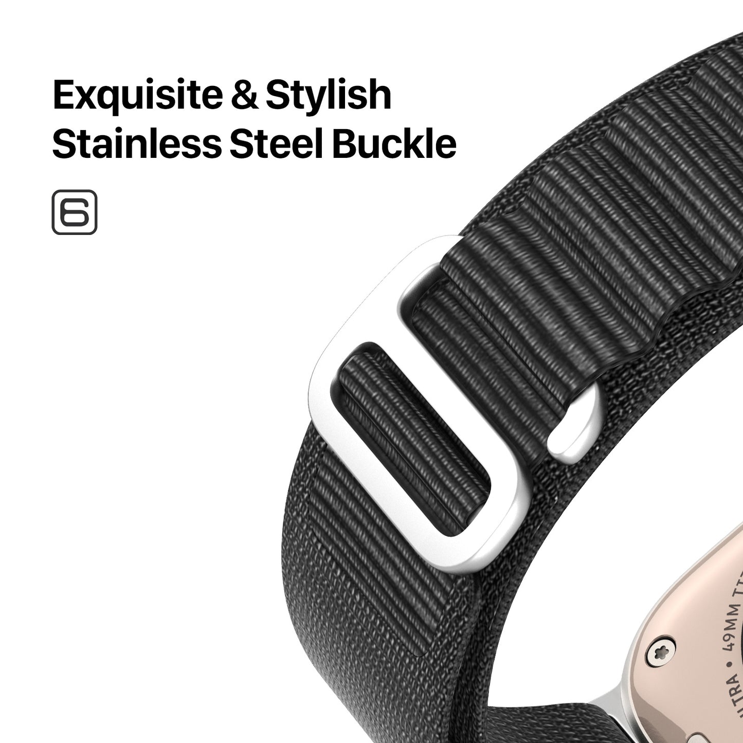 DUX DUCIS GS Series for Apple Watch Ultra 49mm  /  Series 8 7 45mm  /  6 5 4 SE (2022) SE 44mm  /  3 2 1 42mm Polyester Strap Replacement Watch Band - Black