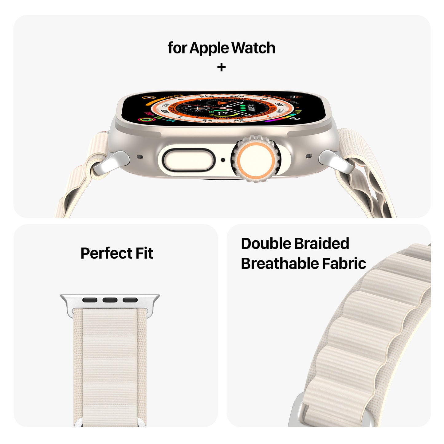 DUX DUCIS GS Series for Apple Watch Series 8 7 41mm  /  6 5 4 SE (2022) SE 40mm  /  3 2 1 38mm Polyester Watch Strap Replace Wrist Band - Starlight Color