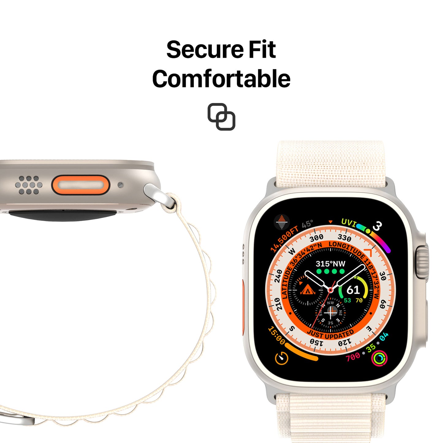 DUX DUCIS GS Series for Apple Watch Series 8 7 41mm  /  6 5 4 SE (2022) SE 40mm  /  3 2 1 38mm Polyester Watch Strap Replace Wrist Band - Starlight Color