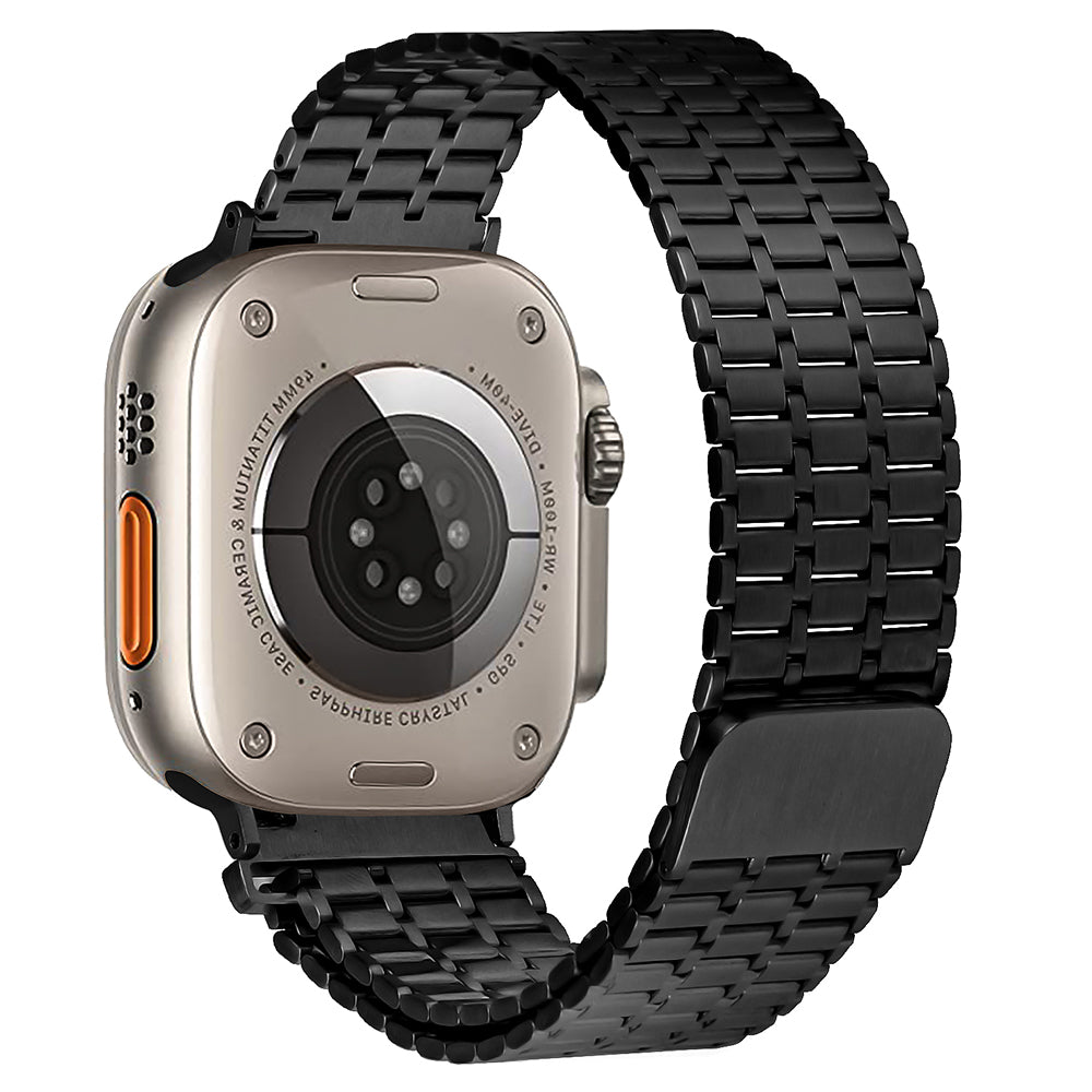 For Apple Watch Series 8 7 41mm / 6 5 4 SE SE (2022) 40mm / 3 2 1 38mm Watch Band Magnetic Stainless Steel Strap - Black