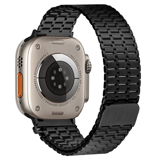 For Apple Watch Series 8 7 41mm / 6 5 4 SE SE (2022) 40mm / 3 2 1 38mm Watch Band Magnetic Stainless Steel Strap - Black