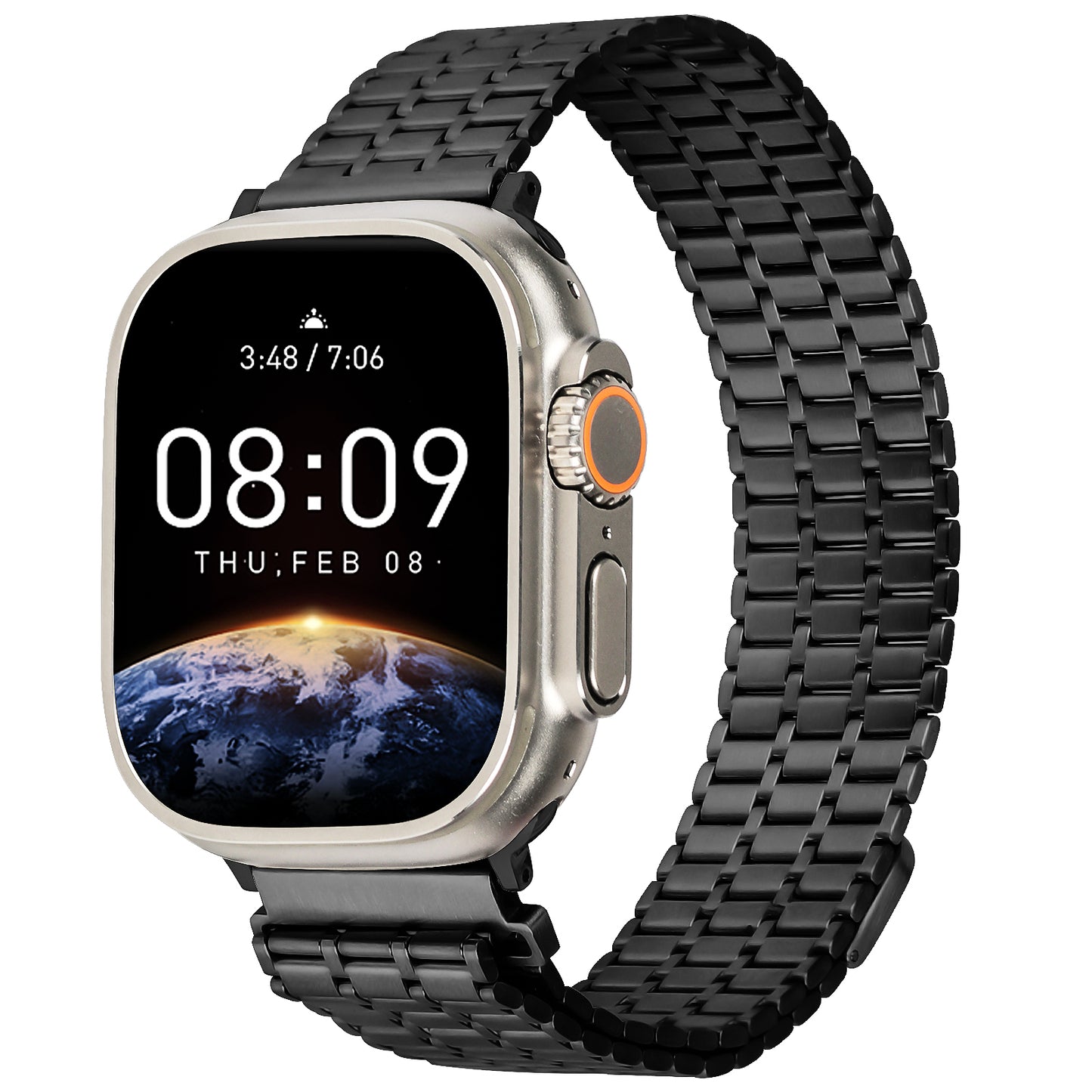 For Apple Watch Series 8 7 41mm / 6 5 4 SE SE (2022) 40mm / 3 2 1 38mm Watch Band Magnetic Stainless Steel Strap - Black