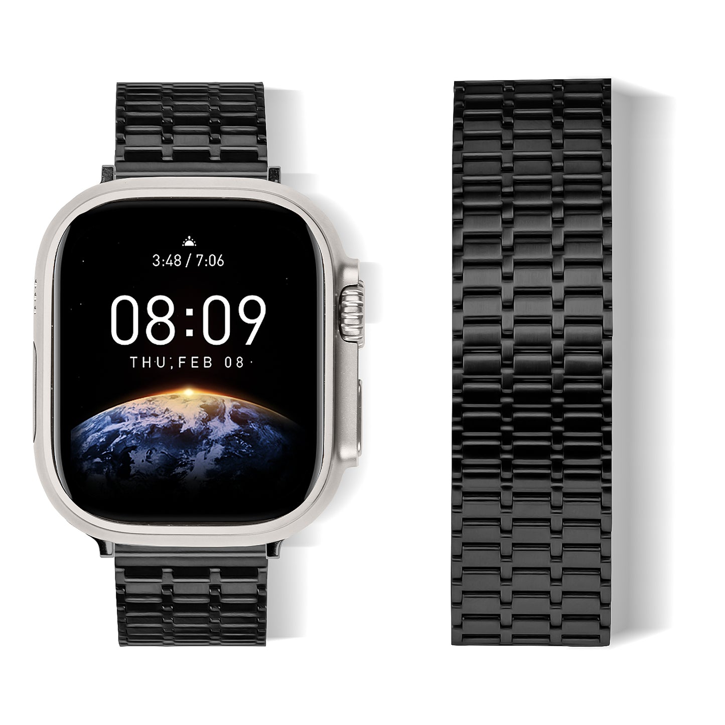 For Apple Watch Series 8 7 41mm / 6 5 4 SE SE (2022) 40mm / 3 2 1 38mm Watch Band Magnetic Stainless Steel Strap - Black