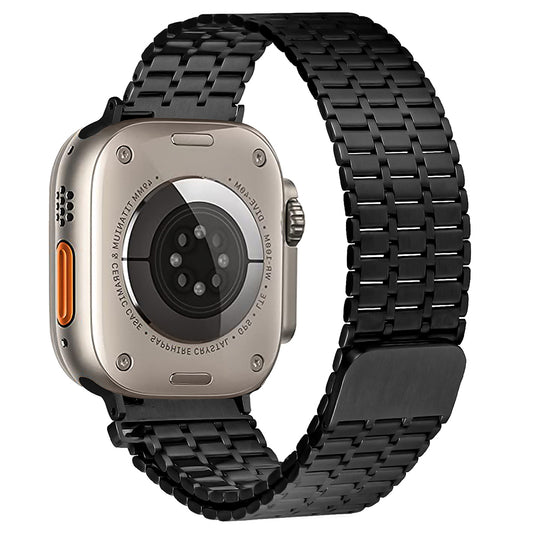 For Apple Watch Ultra 49mm / Series 8 7 45mm / 6 5 4 SE SE (2022) 44mm / 3 2 1 42mm Magnetic Watch Strap Stainless Steel Wristband - Black