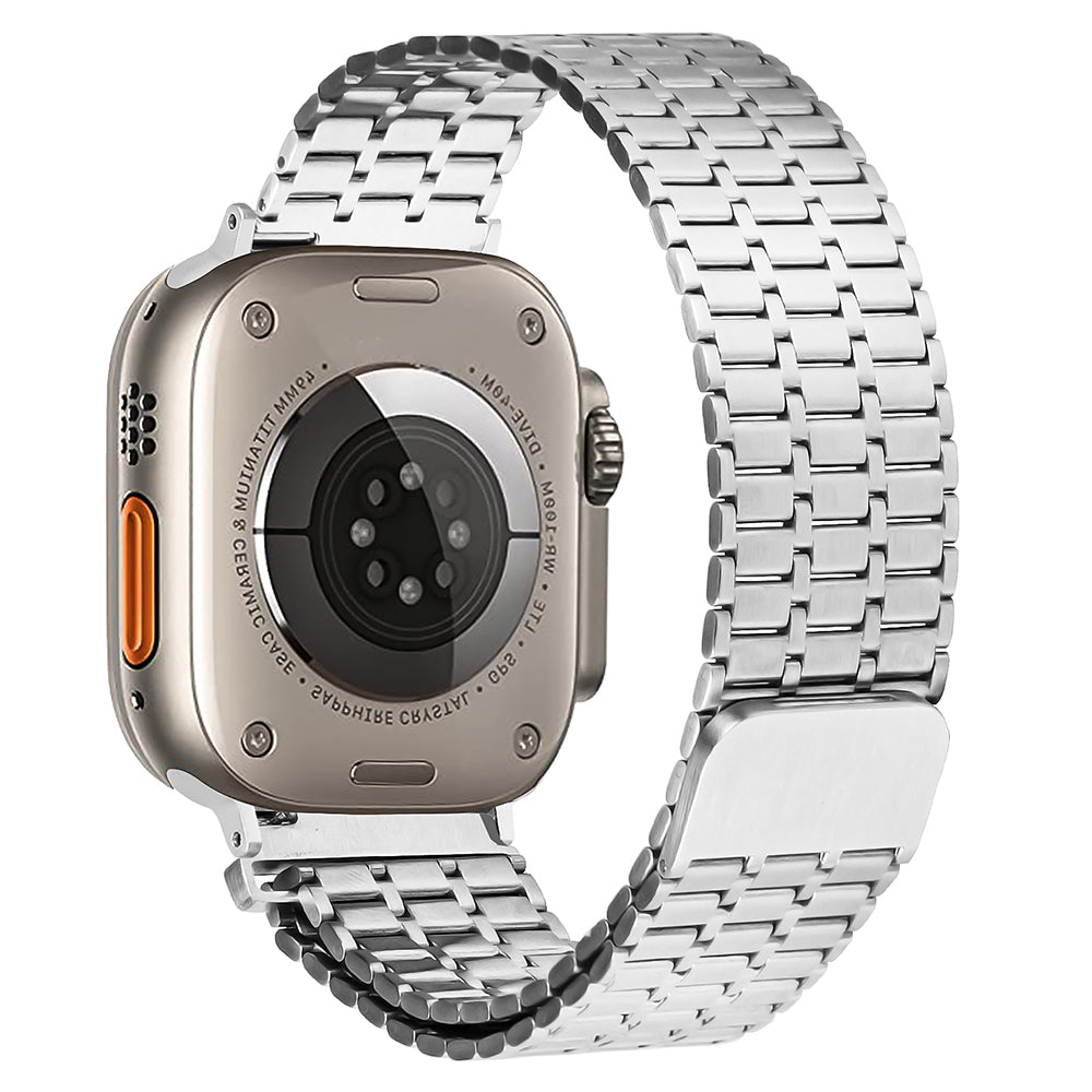 For Apple Watch Ultra 49mm / Series 8 7 45mm / 6 5 4 SE SE (2022) 44mm / 3 2 1 42mm Watch Band Stainless Steel Magnetic Strap - Silver