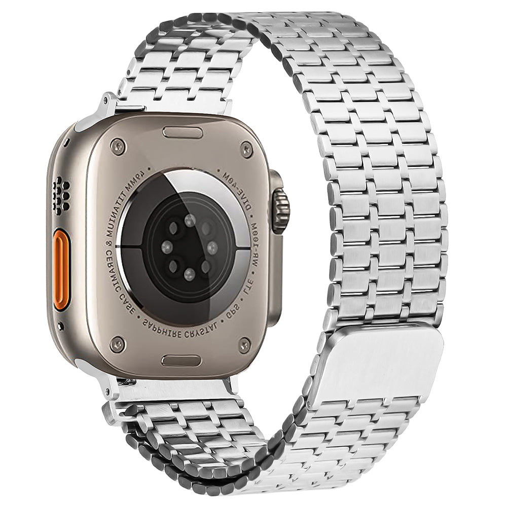 For Apple Watch Series 8 7 41mm / 6 5 4 SE SE (2022) 40mm / 3 2 1 38mm 316L Stainless Steel Watch Band Magnetic Adjustable Strap - Silver