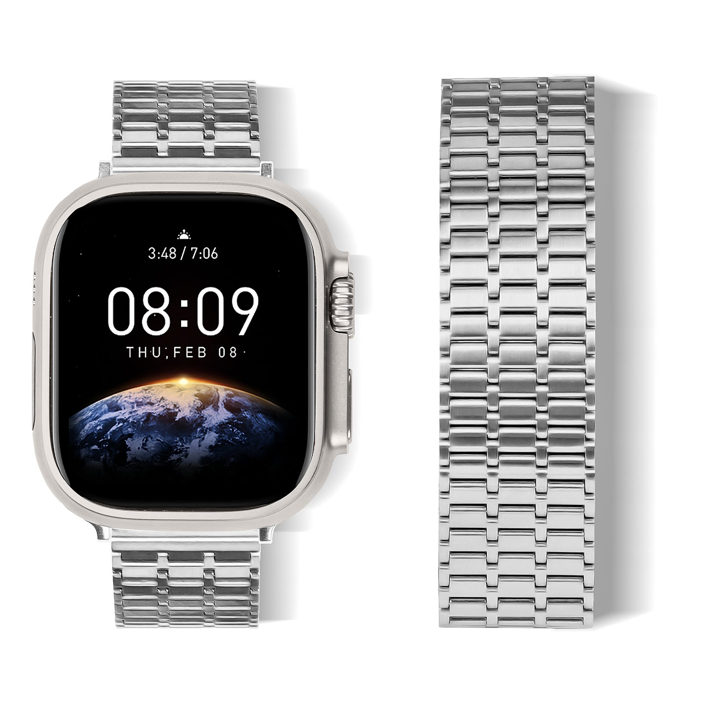 For Apple Watch Series 8 7 41mm / 6 5 4 SE SE (2022) 40mm / 3 2 1 38mm 316L Stainless Steel Watch Band Magnetic Adjustable Strap - Silver