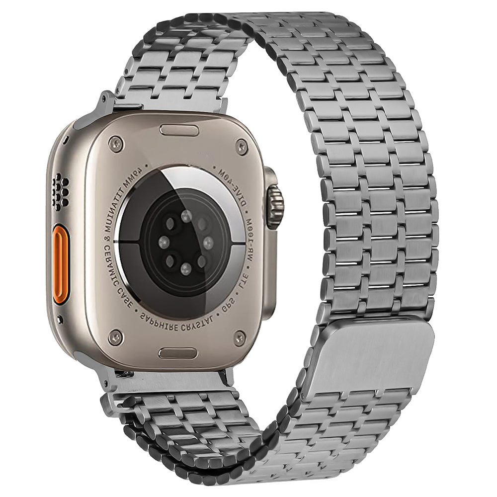 For Apple Watch Series 8 7 41mm / 6 5 4 SE SE (2022) 40mm / 3 2 1 38mm Watch Band 316L Stainless Steel Magnetic Wrist Strap - Titanium Color