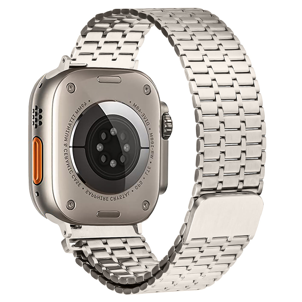 For Apple Watch Series 8 7 41mm / 6 5 4 SE SE (2022) 40mm / 3 2 1 38mm Watch Band 316L Stainless Steel Magnetic Wrist Strap - Starlight Color