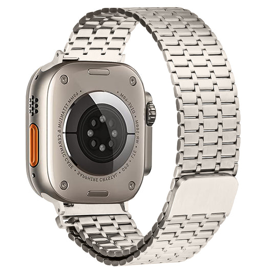 For Apple Watch Series 8 7 41mm / 6 5 4 SE SE (2022) 40mm / 3 2 1 38mm Watch Band 316L Stainless Steel Magnetic Wrist Strap - Starlight Color