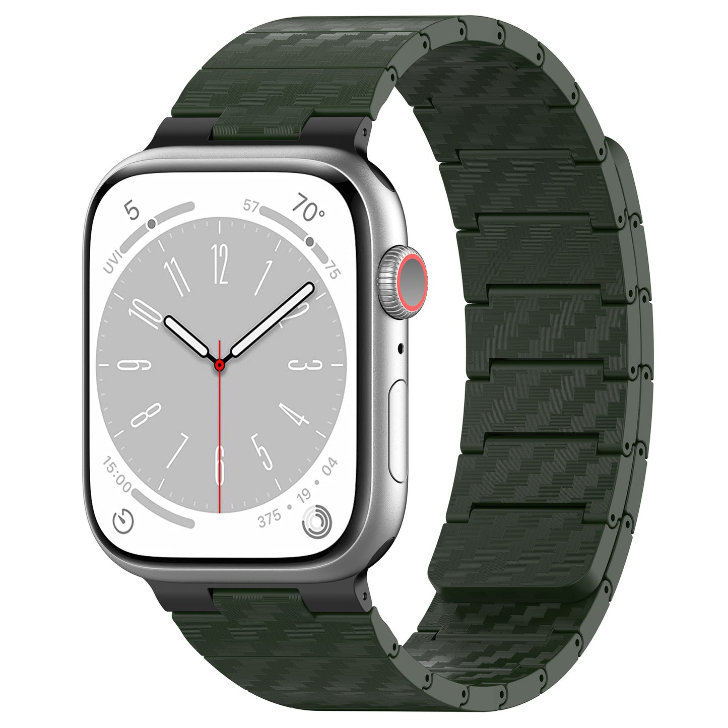 Magnetic Watch Band for Apple Watch Ultra 49mm / Series 8 7 45mm / Series 6 5 4 SE (2022) SE 44mm / Series 3 2 1 42mm , AW Carbon Fiber Texture PC Strap - Green
