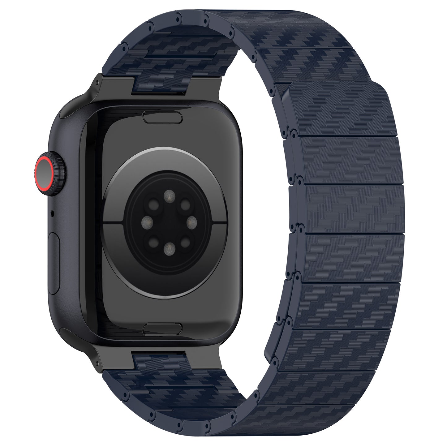 Magnetic Watch Band for Apple Watch Ultra 49mm / Series 8 7 45mm / Series 6 5 4 SE (2022) SE 44mm / Series 3 2 1 42mm , AW Carbon Fiber Texture PC Strap - Midnight Blue
