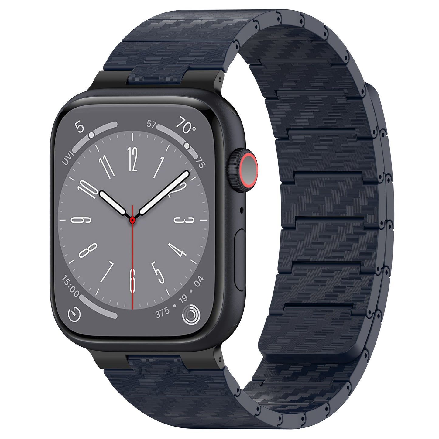 Magnetic Watch Band for Apple Watch Ultra 49mm / Series 8 7 45mm / Series 6 5 4 SE (2022) SE 44mm / Series 3 2 1 42mm , AW Carbon Fiber Texture PC Strap - Midnight Blue