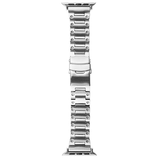 For Apple Watch Series 8 7 41mm / 6 5 4 SE SE (2022) 40mm / 3 2 1 38mm Men Watch Band Stainless Steel Dots Wrist Strap - Silver