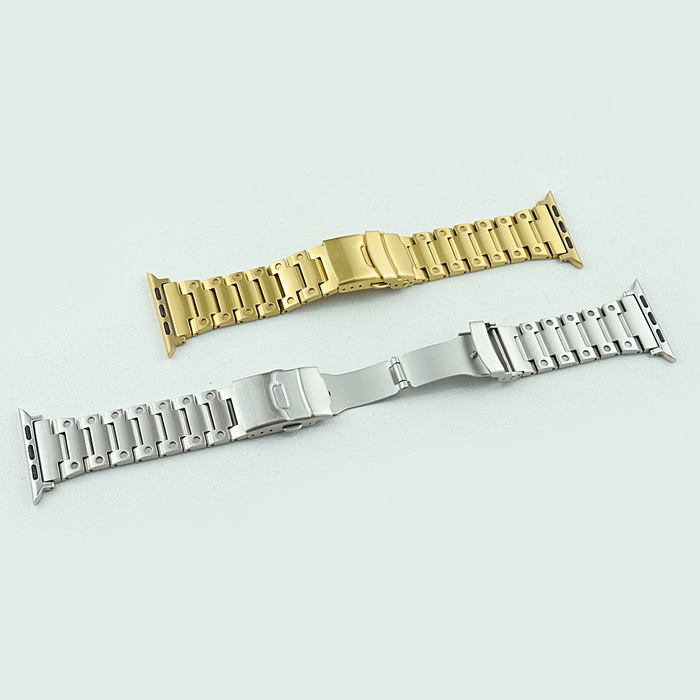 For Apple Watch Series 8 7 41mm / 6 5 4 SE SE (2022) 40mm / 3 2 1 38mm Men Watch Band Stainless Steel Dots Wrist Strap - Rose Gold