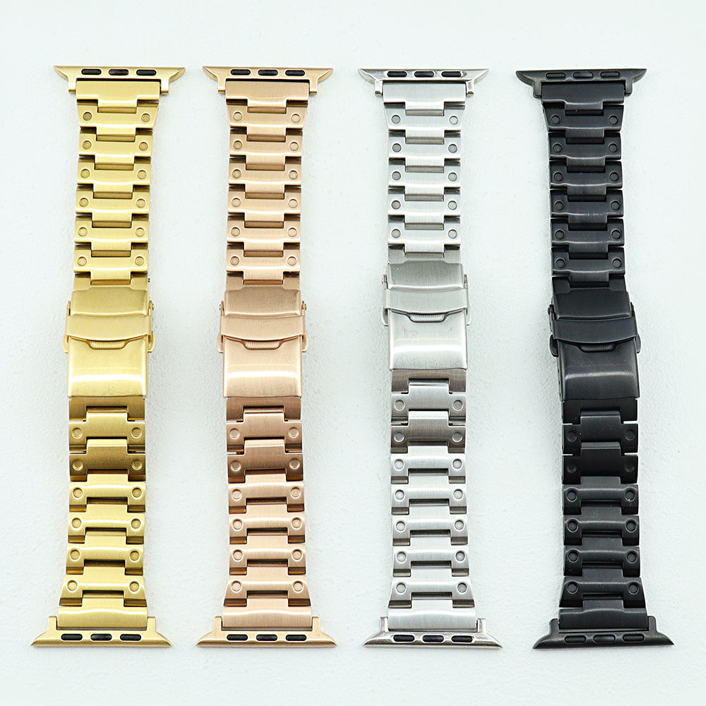 For Apple Watch Series 8 7 41mm / 6 5 4 SE SE (2022) 40mm / 3 2 1 38mm Men Watch Band Stainless Steel Dots Wrist Strap - Rose Gold