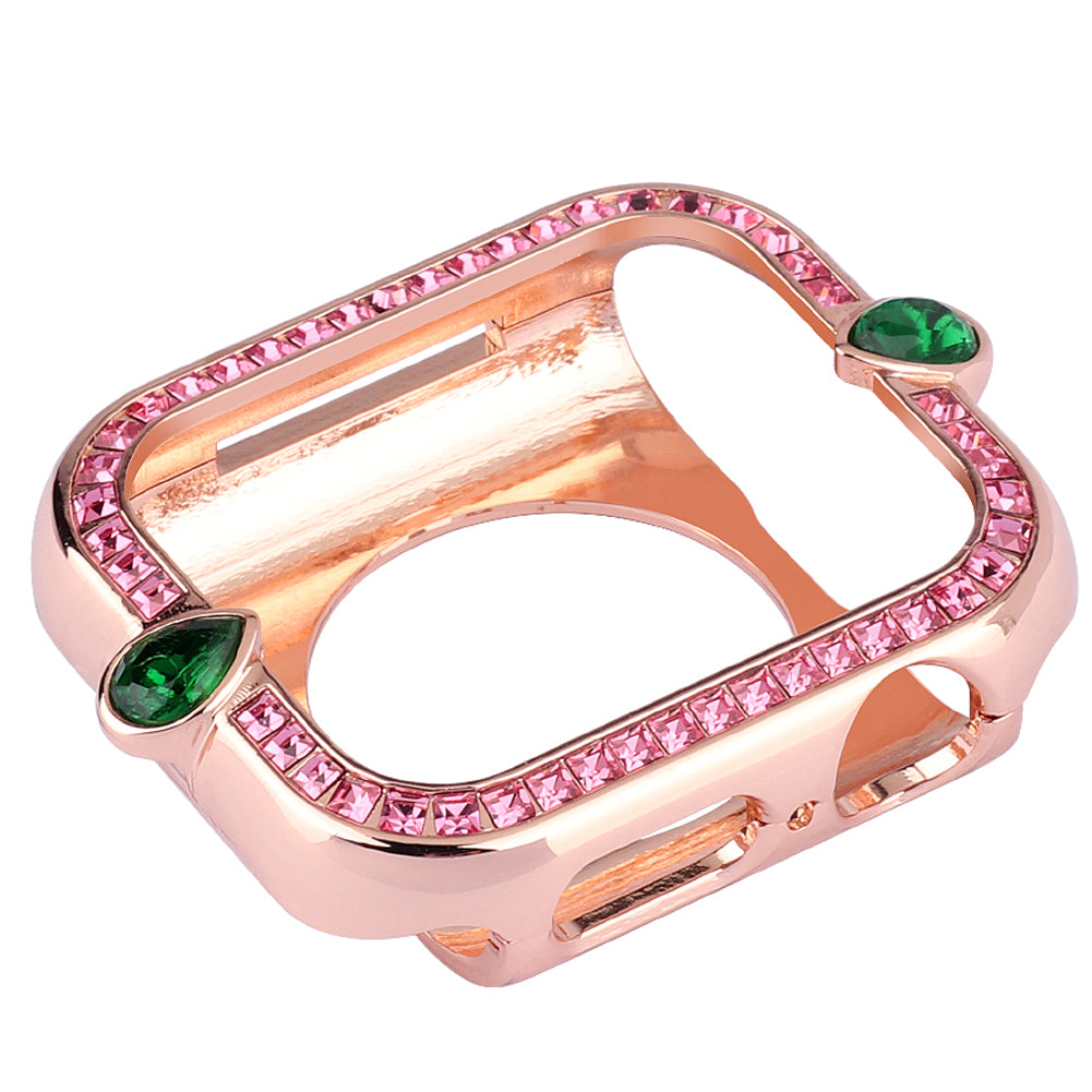 Water-drop Shape Rhinestone Decor Scratch-resistant Alloy Watch Case Protective Cover for Apple Watch SE / SE (2022) 40mm / Series 6 / 5 / 4 40mm - Rose Gold / Pink Zircon