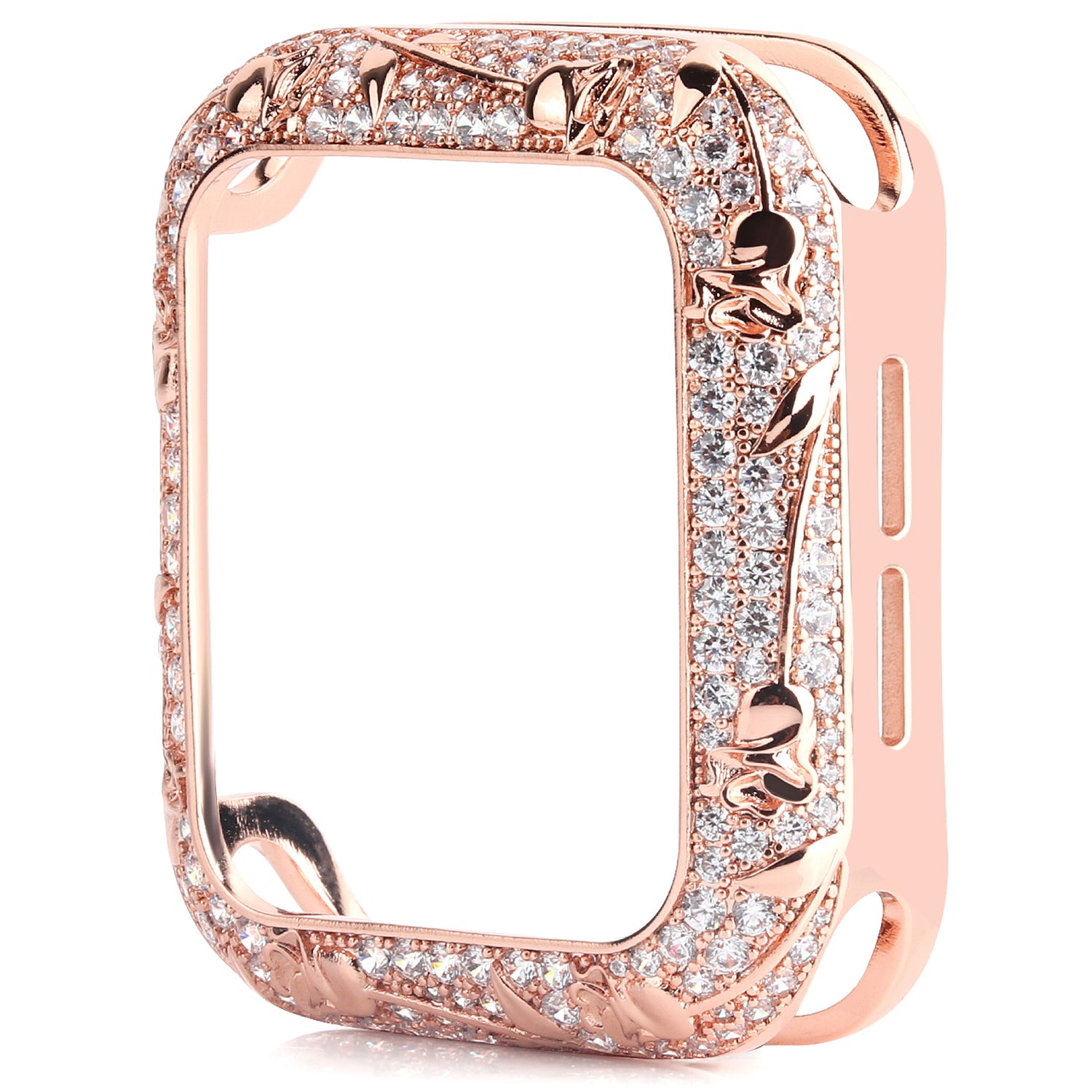 Tulip Zircon Decor Copper Anti-fall Stylish Watch Case Protective Cover for Apple Watch Series 4 / 5 / 6 44mm / SE 44mm / SE (2022) 44mm - Rose Gold