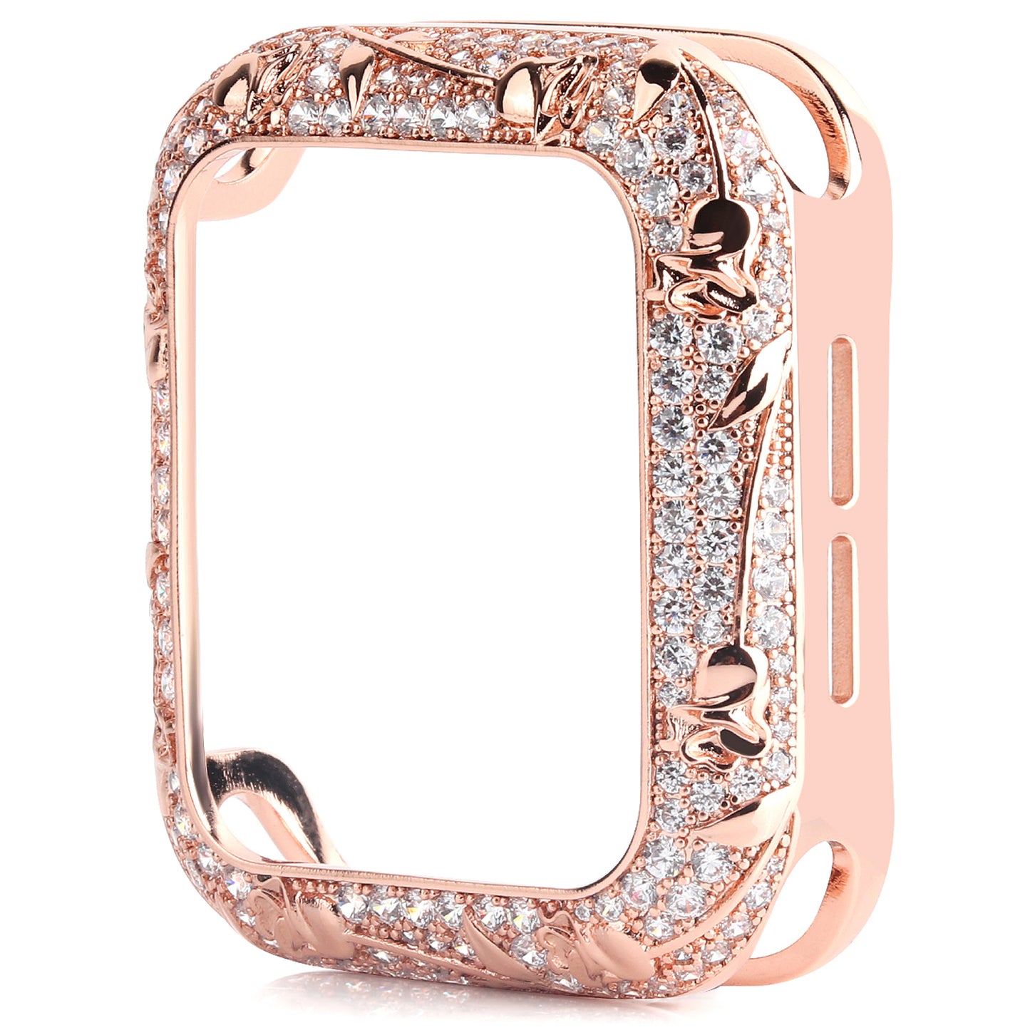 Tulip Zircon Decor Copper Anti-fall Stylish Watch Case Protective Cover for Apple Watch Series 4 / 5 / 6 44mm / SE 44mm / SE (2022) 44mm - Rose Gold
