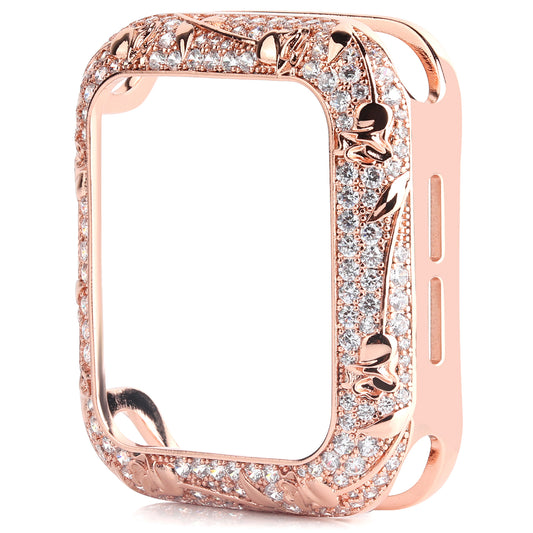 Tulip Zircon Decor Copper Anti-fall Stylish Watch Case Protective Cover for Apple Watch Series 4 / 5 / 6 44mm / SE 44mm / SE (2022) 44mm - Rose Gold