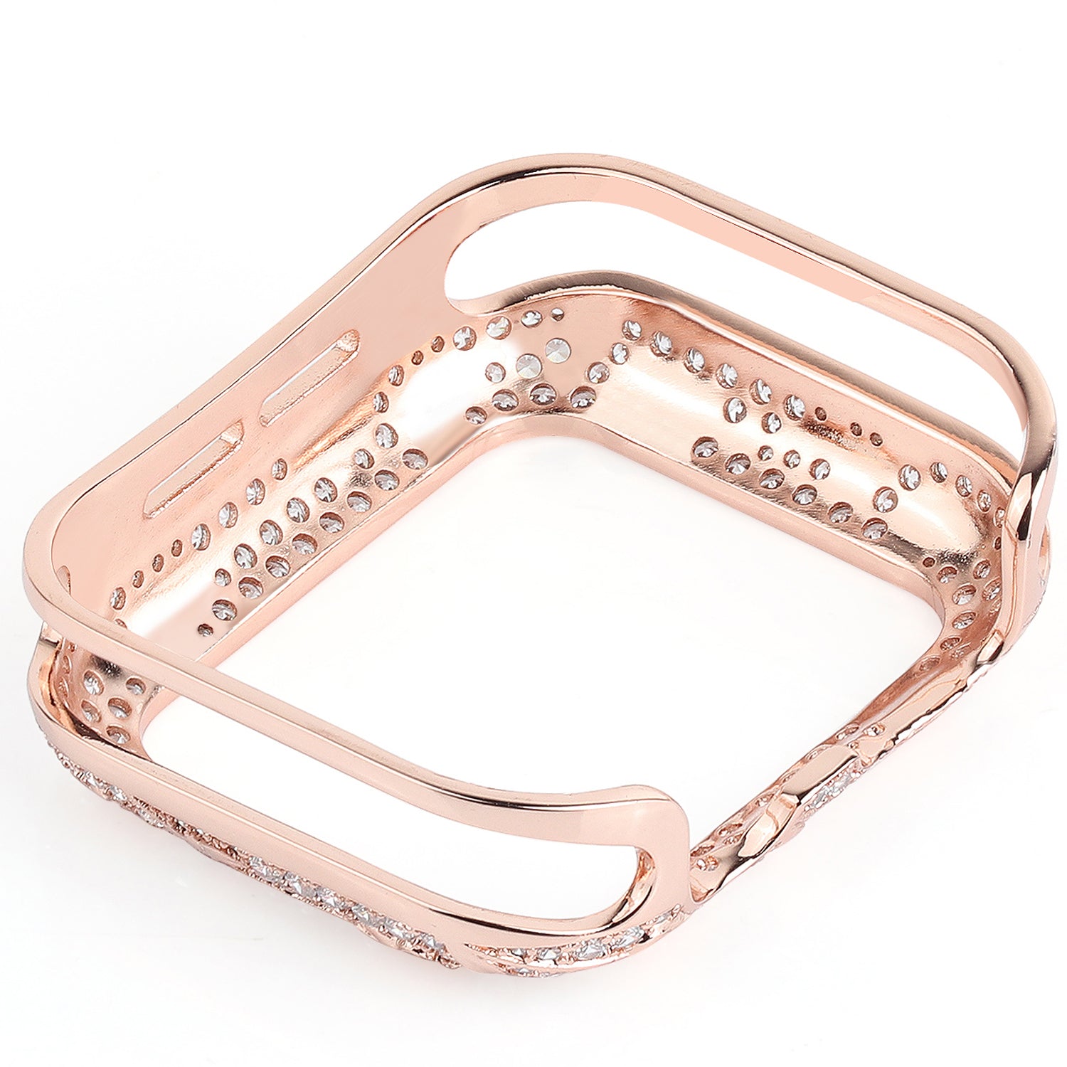 Tulip Zircon Decor Copper Anti-fall Stylish Watch Case Protective Cover for Apple Watch Series 4 / 5 / 6 44mm / SE 44mm / SE (2022) 44mm - Rose Gold
