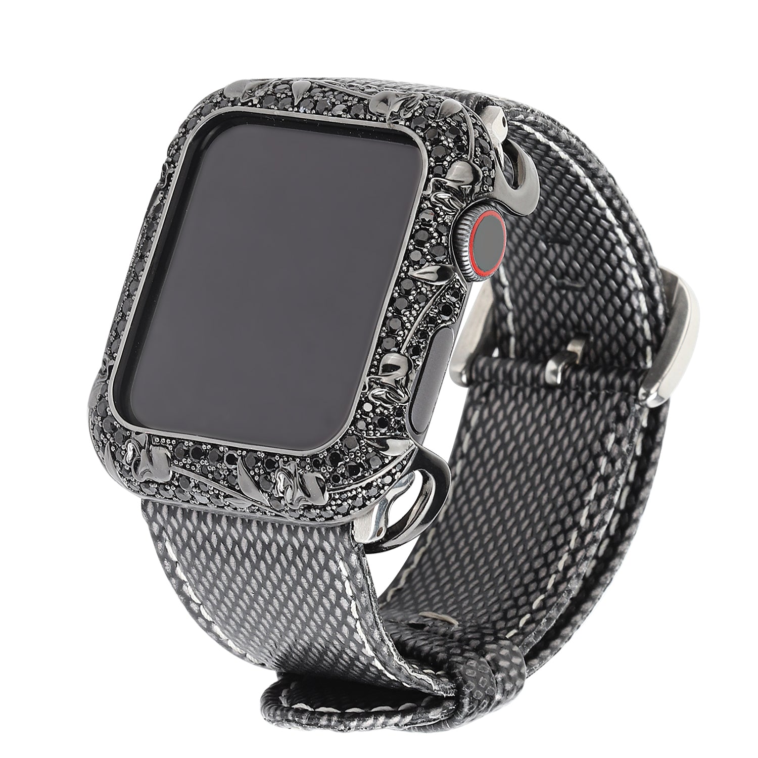 Tulip Zircon Decor Copper Anti-fall Stylish Watch Case Protective Cover for Apple Watch Series 4 / 5 / 6 44mm / SE 44mm / SE (2022) 44mm - Black