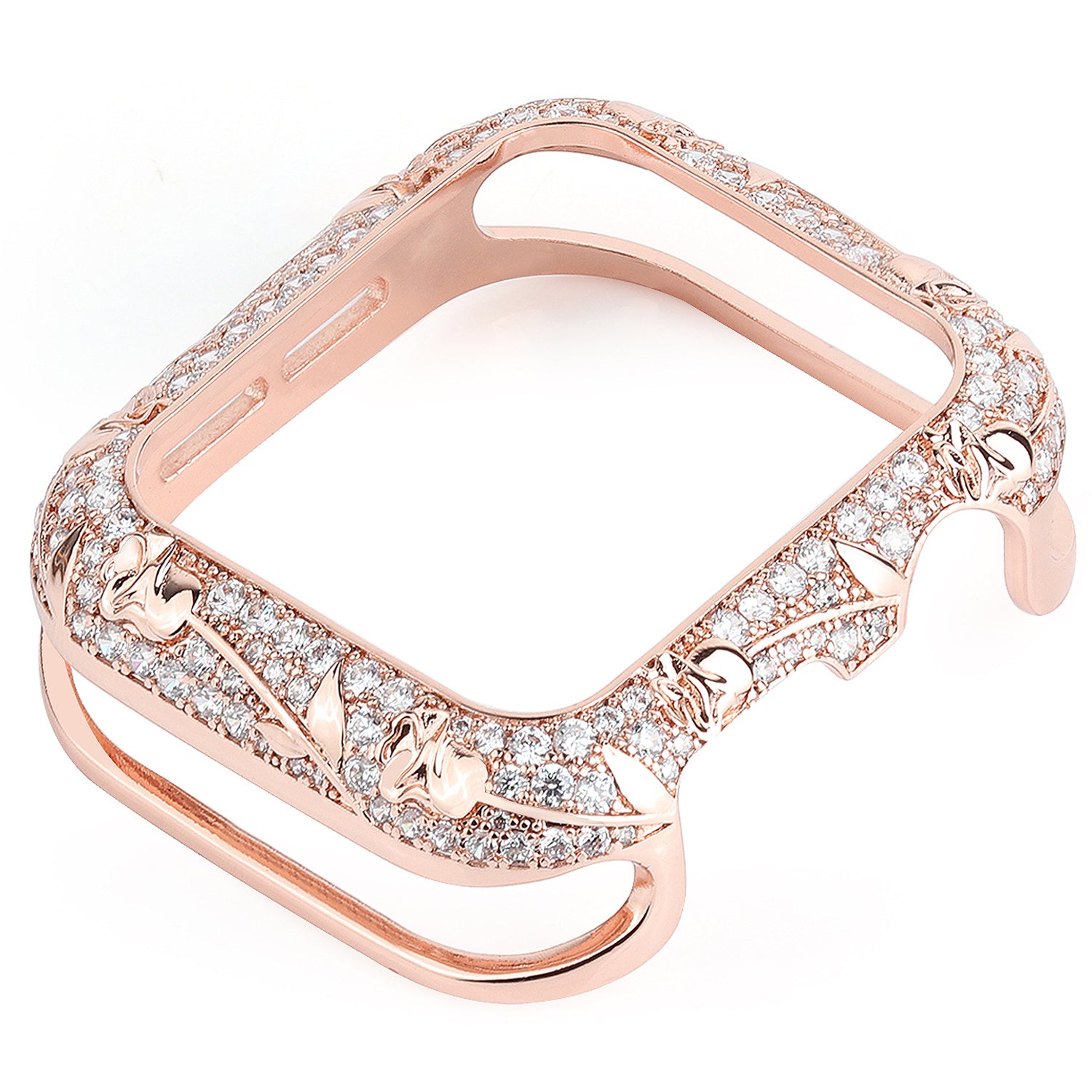 Tulip Zircon Decor Copper Watch Case Protective Cover for Apple Watch SE / SE (2022) 40mm / Series 6 / 5 / 4 40mm - Rose Gold