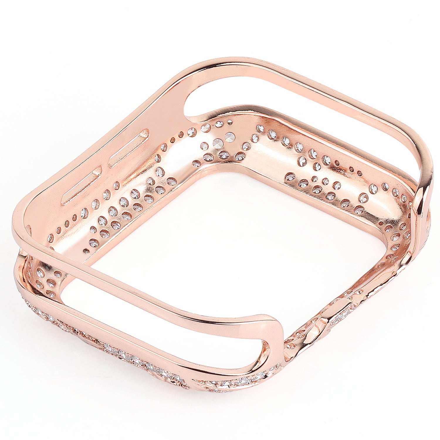 Tulip Zircon Decor Copper Watch Case Protective Cover for Apple Watch SE / SE (2022) 40mm / Series 6 / 5 / 4 40mm - Rose Gold