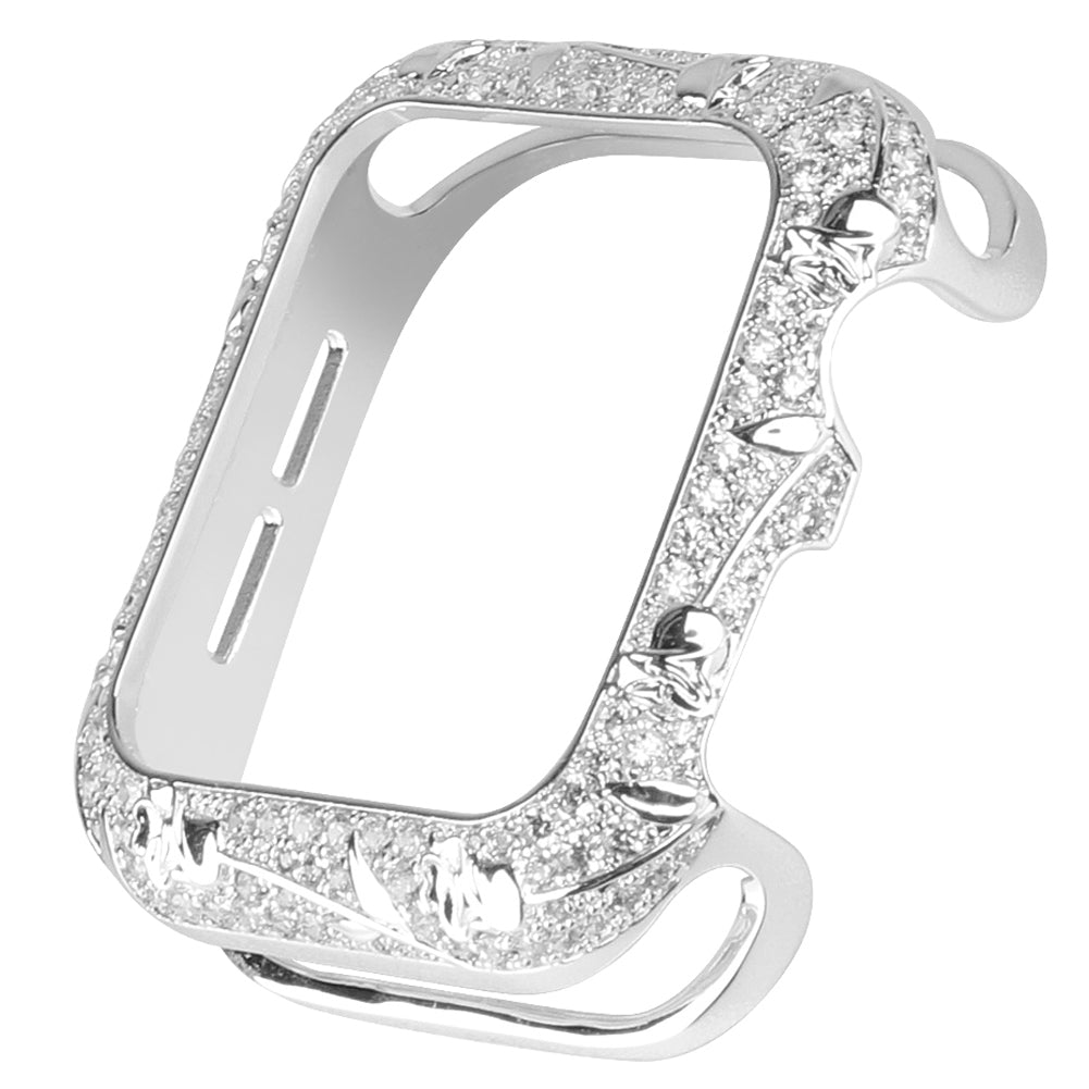 Tulip Zircon Decor Copper Watch Case Protective Cover for Apple Watch SE / SE (2022) 40mm / Series 6 / 5 / 4 40mm - Silver