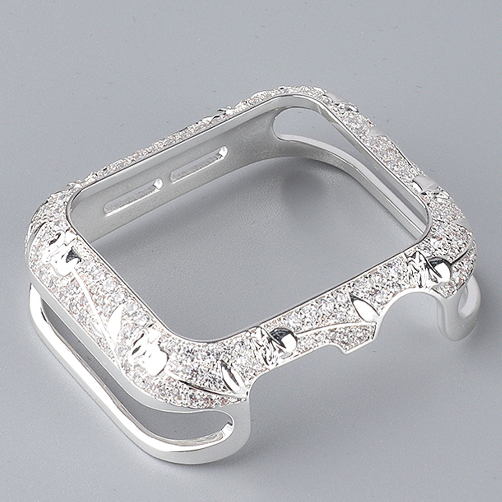 Tulip Zircon Decor Copper Watch Case Protective Cover for Apple Watch SE / SE (2022) 40mm / Series 6 / 5 / 4 40mm - Silver