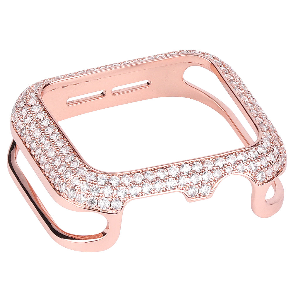 Zircon Decor Copper Anti-Scratch Watch Case Protective Cover for Apple Watch Series 4 / 5 / 6 44mm / SE 44mm / SE (2022) 44mm - Rose Gold