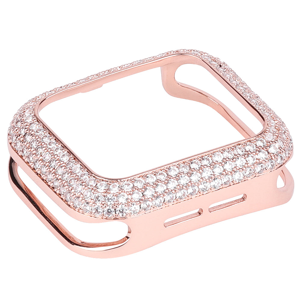 Zircon Decor Copper Anti-Scratch Watch Case Protective Cover for Apple Watch Series 4 / 5 / 6 44mm / SE 44mm / SE (2022) 44mm - Rose Gold