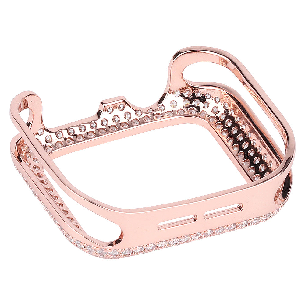 Zircon Decor Copper Anti-Scratch Watch Case Protective Cover for Apple Watch Series 4 / 5 / 6 44mm / SE 44mm / SE (2022) 44mm - Rose Gold