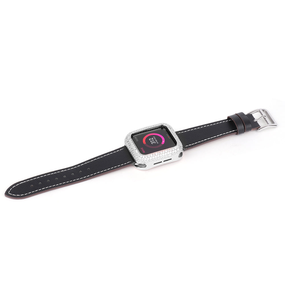 Zircon Decor Copper Anti-Scratch Watch Case Protective Cover for Apple Watch Series 4 / 5 / 6 44mm / SE 44mm / SE (2022) 44mm - Silver