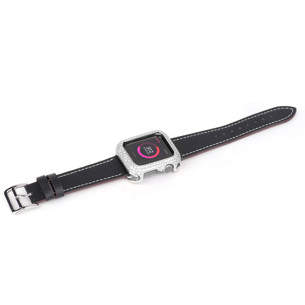 Zircon Decor Copper Anti-Scratch Watch Case Protective Cover for Apple Watch Series 4 / 5 / 6 44mm / SE 44mm / SE (2022) 44mm - Silver