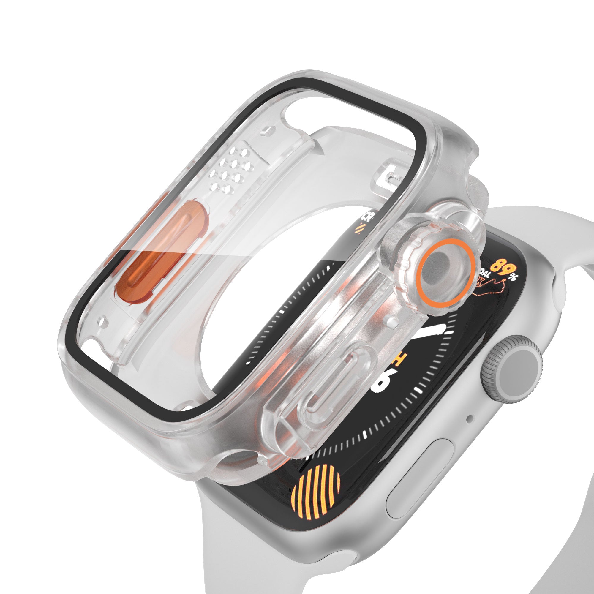 Hard PC Case for Apple Watch Series 6 5 4 SE (2022) SE 40mm , Waterproof Cover with Tempered Glass Screen Protector - Transparent