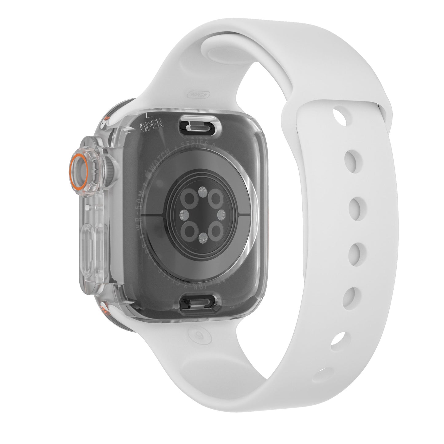 Waterproof Case for Apple Watch Series 6 5 4 SE (2022) SE 44mm , Hard PC Full Protective Cover with Tempered Glass Screen Protector - Transparent