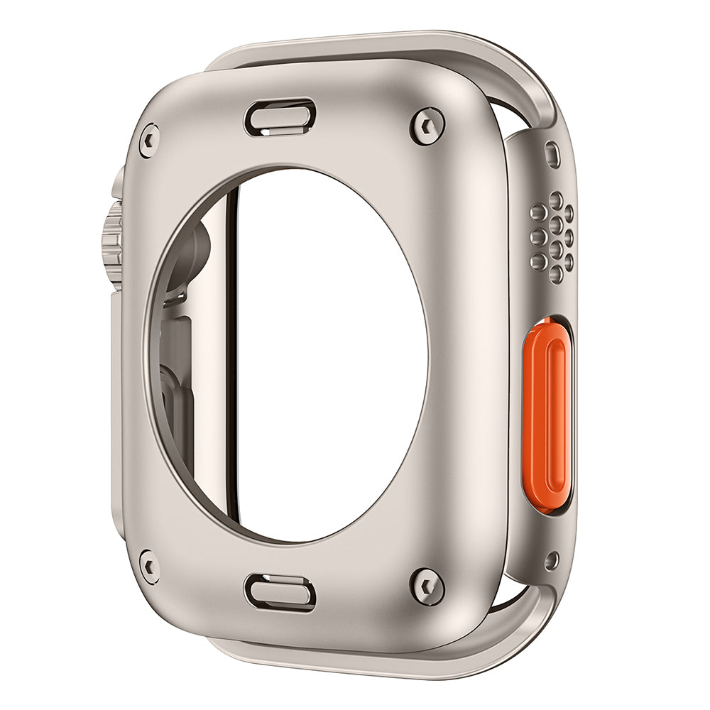 Uniqkart for Apple Watch Series 8 7 45mm Overall Protective Cover Hard PC Watch Case with Tempered Glass Screen Protector - Original Black