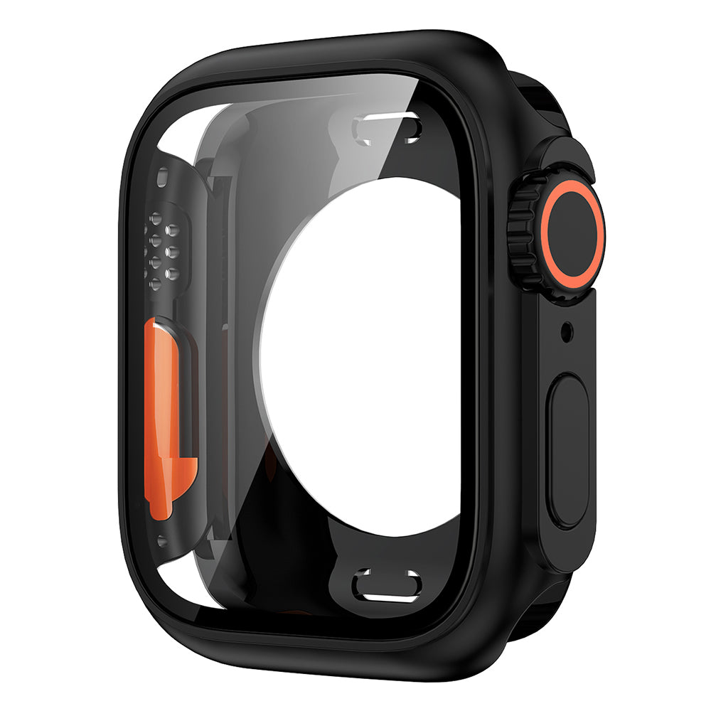 Uniqkart for Apple Watch Series 8 7 41mm Hard PC Case HD Touch Sensitive Watch Cover with Tempered Glass Screen Protector - Black