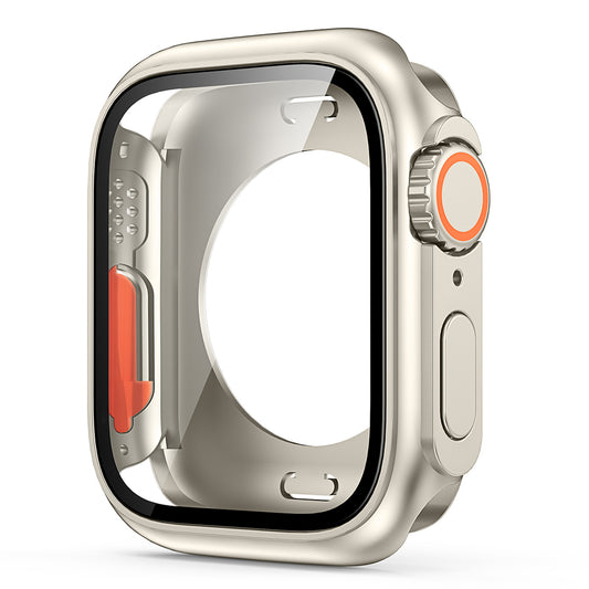 PC Watch Case for Apple Watch Series 6 5 4 SE (2022) SE 40mm , Full Coverage Protective Cover with Tempered Glass Screen Protector - Starlight