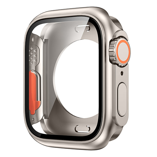 PC Watch Case for Apple Watch Series 6 5 4 SE (2022) SE 40mm , Full Coverage Protective Cover with Tempered Glass Screen Protector - Titanium Gold