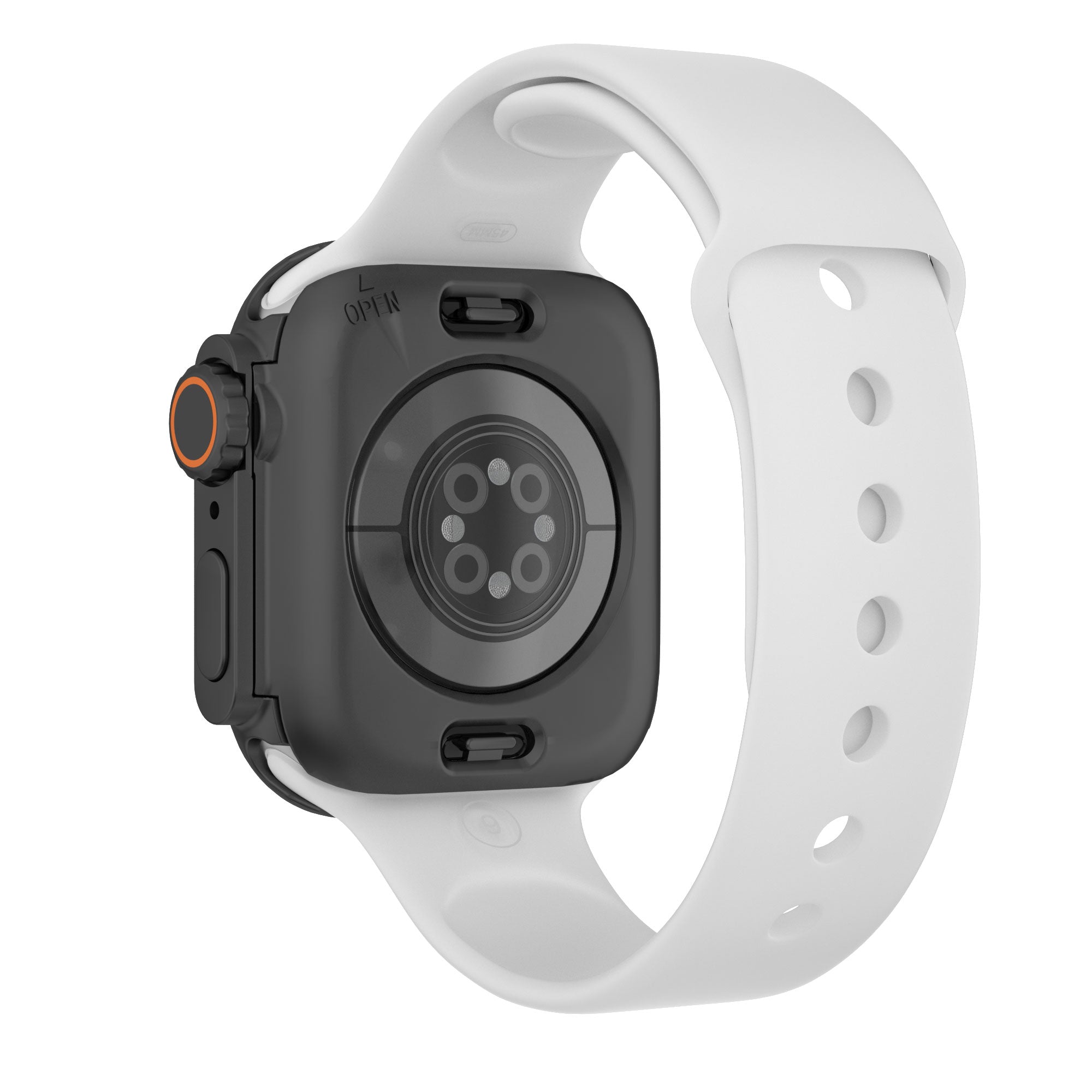 Waterproof Full Coverage Cover for Apple Watch Series 8 7 45mm , Hard PC Watch Case with Tempered Glass Screen Protector - Black