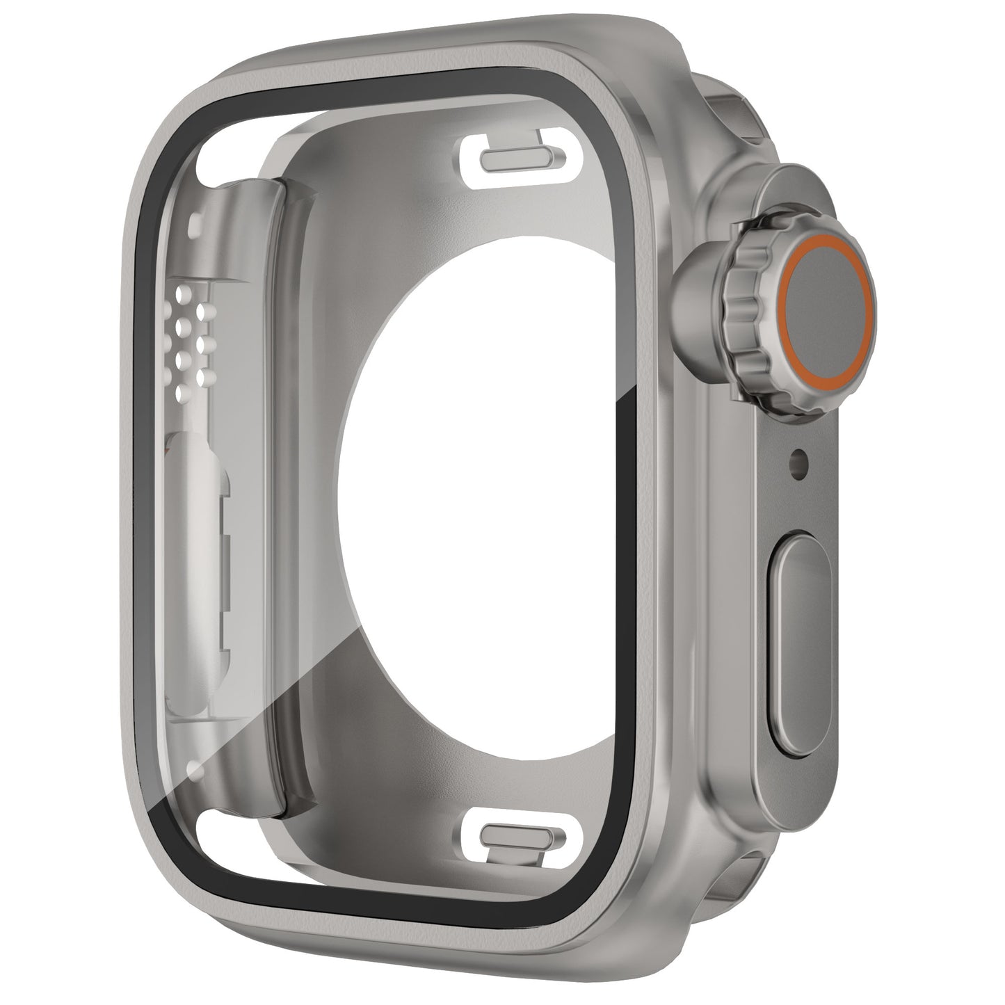 Waterproof Full Coverage Cover for Apple Watch Series 8 7 45mm , Hard PC Watch Case with Tempered Glass Screen Protector - Titanium Gold