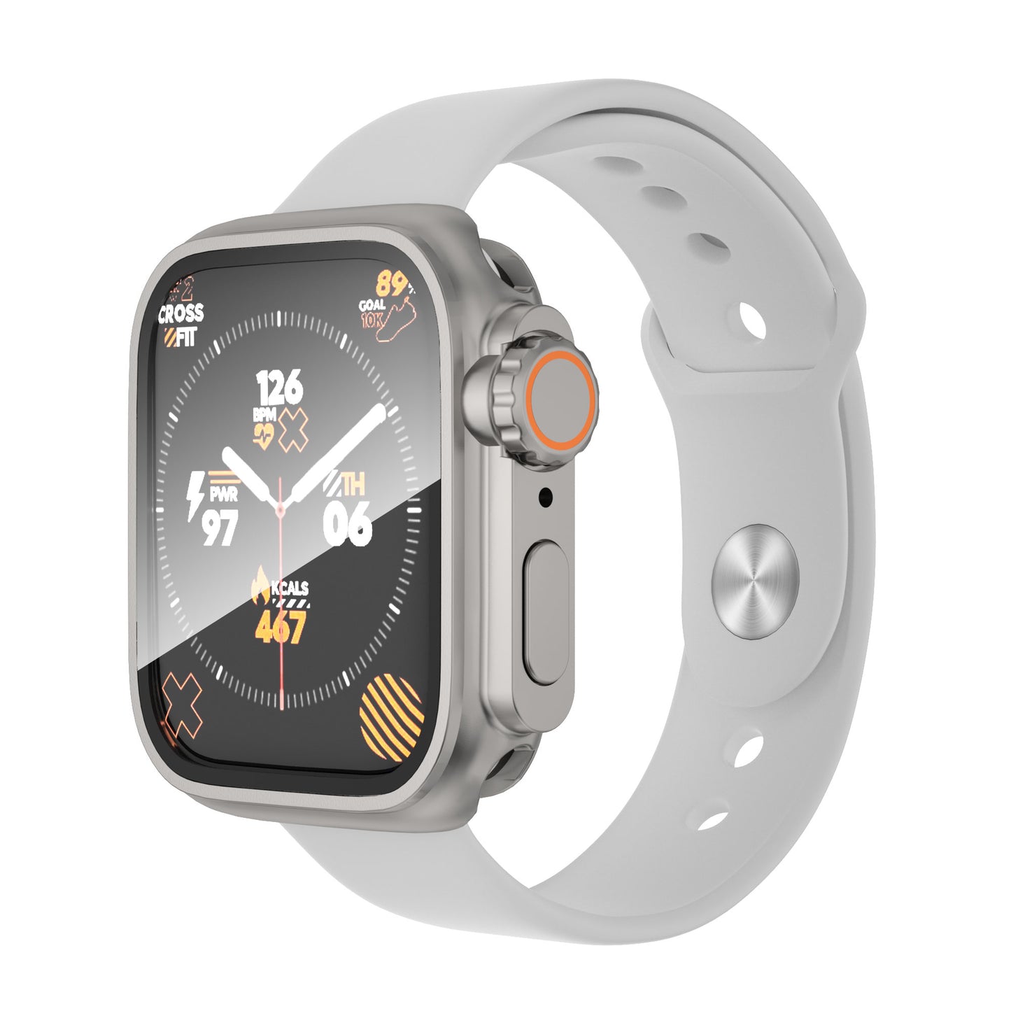 Waterproof Full Coverage Cover for Apple Watch Series 8 7 45mm , Hard PC Watch Case with Tempered Glass Screen Protector - Titanium Gold