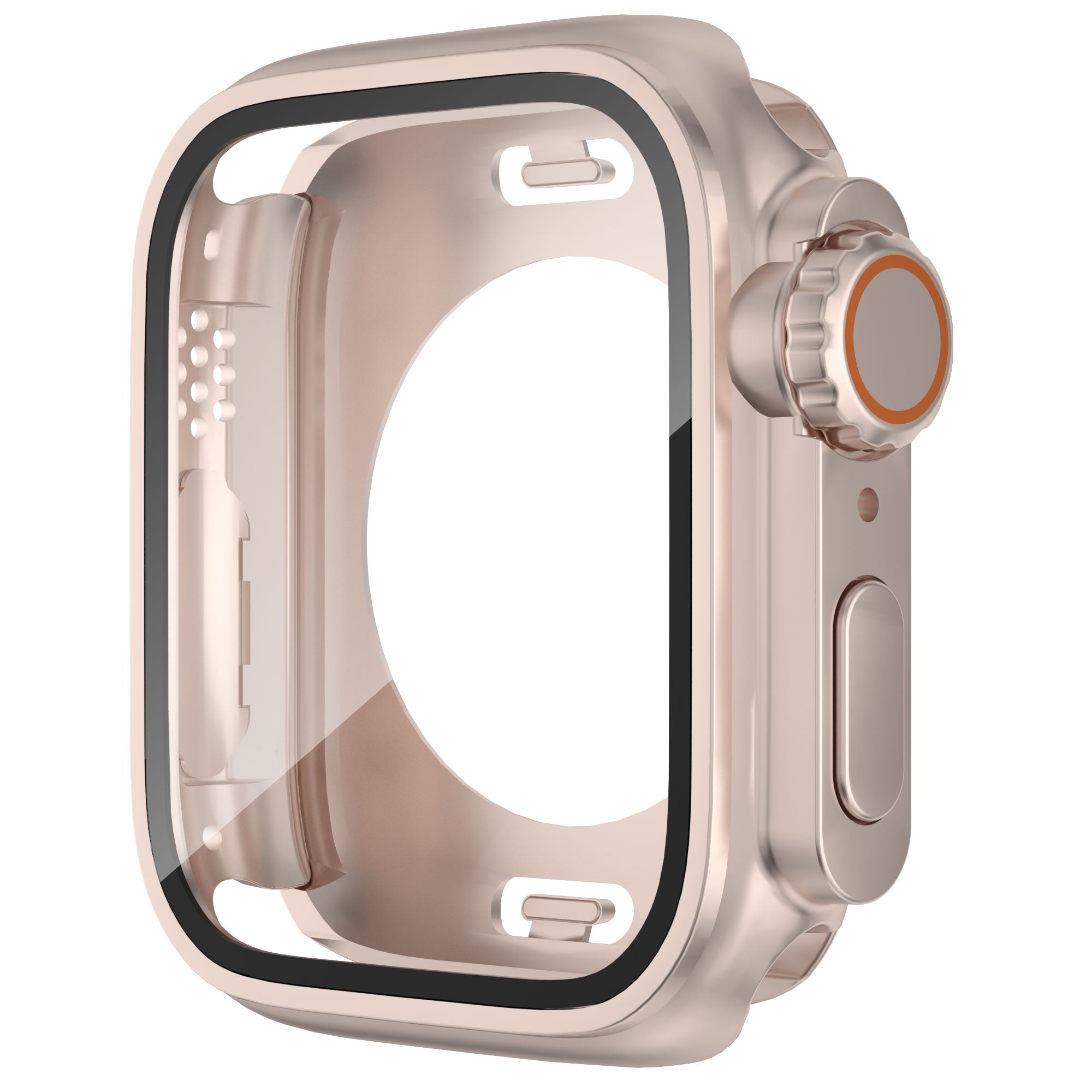 Uniqkart for Apple Watch Series 8 7 41mm Waterproof Case Ultra-Thin Shockproof Hard PC Cover with Tempered Glass Screen Protector - Rose Gold