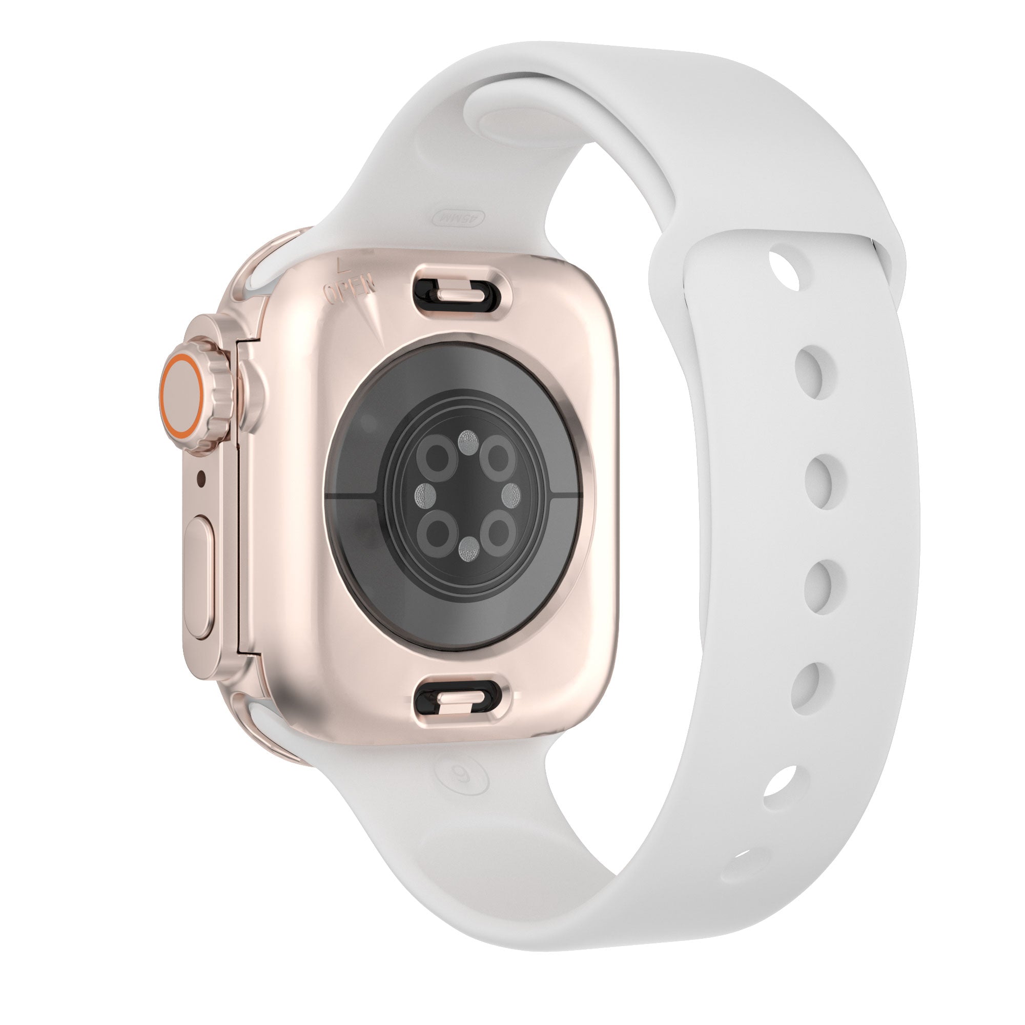Uniqkart for Apple Watch Series 8 7 41mm Waterproof Case Ultra-Thin Shockproof Hard PC Cover with Tempered Glass Screen Protector - Rose Gold